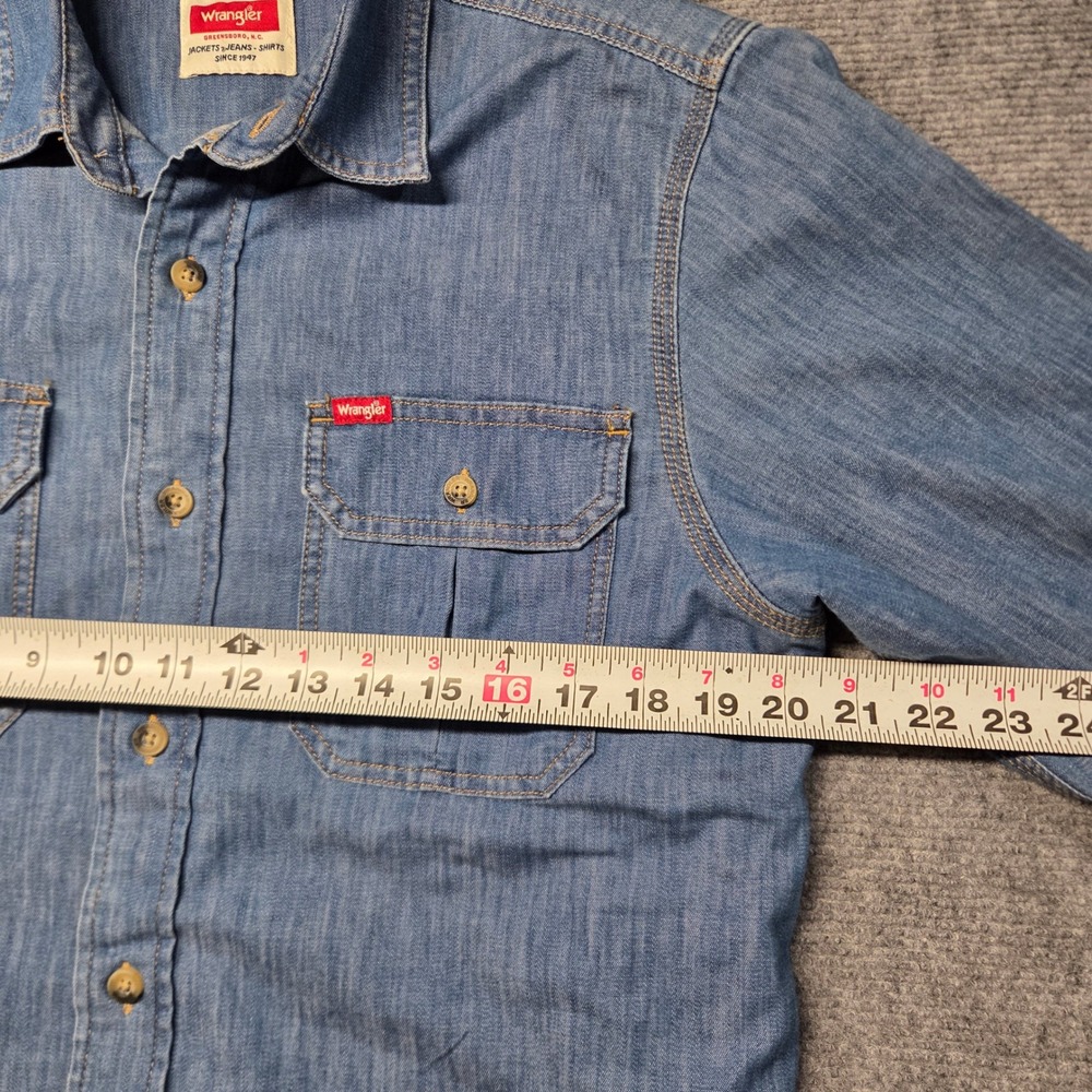 Wrangler Mens Blue Denim Long Sleeve Button Down Shirt Small 112359126 - Picture 9 of 15